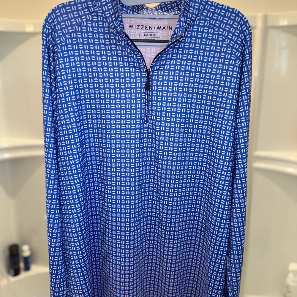 Mizzen+Main Blue Patterned Quarter Zip